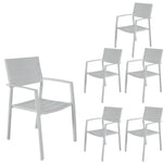 Percy 6pc Set Outdoor Dining Table Chair Aluminium Frame White - Furniture > Outdoor