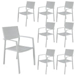 Percy 8pc Set Outdoor Dining Table Chair Aluminium Frame White - Furniture > Outdoor