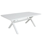 Percy 9pc 200cm Outdoor Trestle Dining Table Chair Set Aluminium Frame White - Furniture > Outdoor