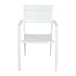 Percy 9pc 200cm Outdoor Trestle Dining Table Chair Set Aluminium Frame White - Furniture > Outdoor