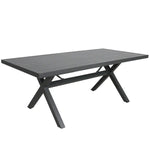 Percy 9pc 200cm Outdoor Trestle Dining Table Chair Set Aluminium Frame Grey - Furniture > Outdoor