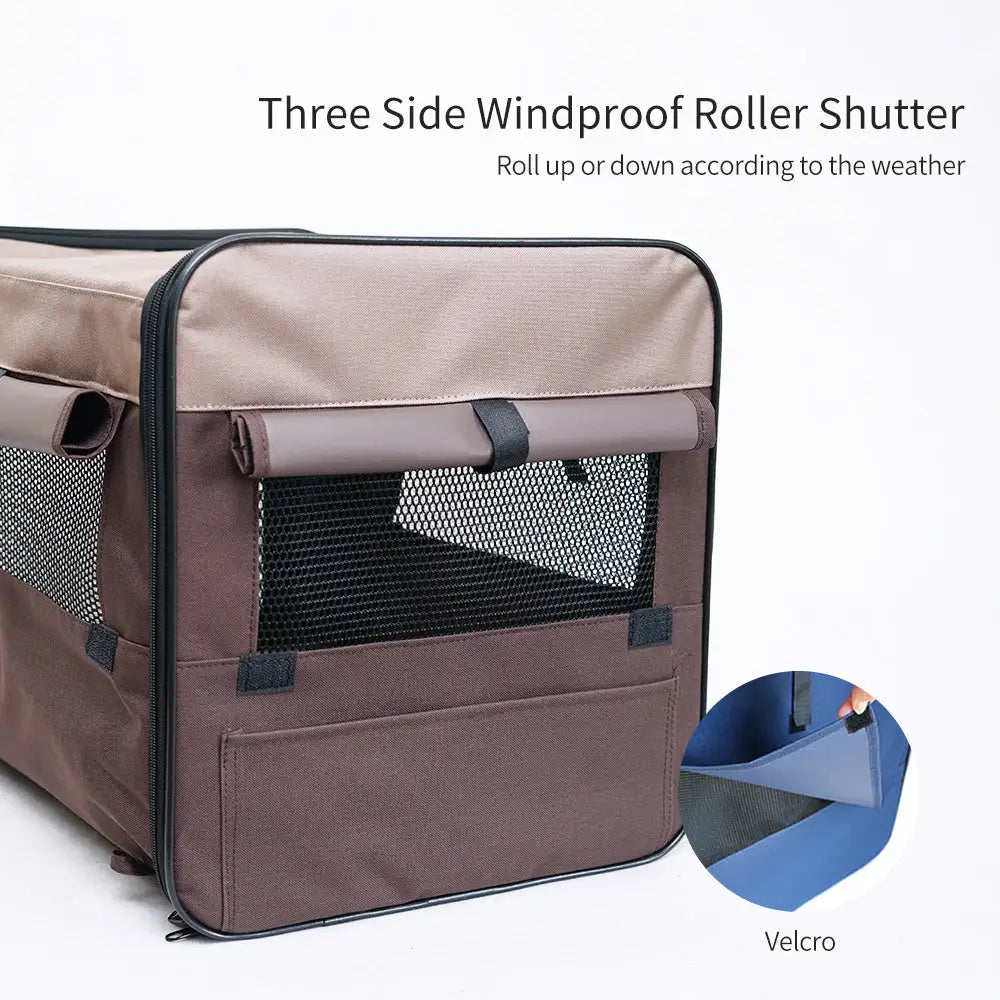 Pet Carrier Bag Soft Dog Crate Cage Kennel Tent House Foldable Portable Car Bed Brown 82*58*58CM - Pet Care > Cat