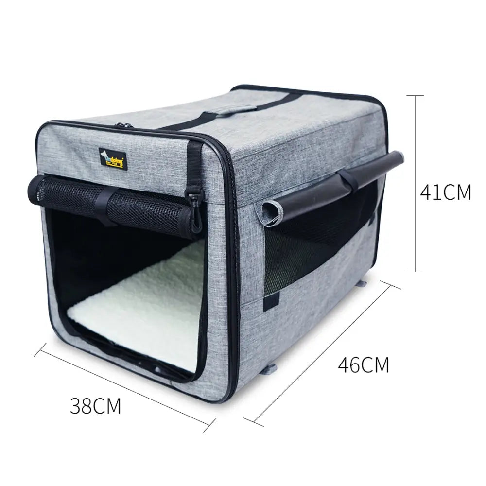 Pet Carrier Bag Soft Dog Crate Cage Kennel Tent House Foldable Portable Car Bed Grey 46x38x41CM - Pet Care > Cat