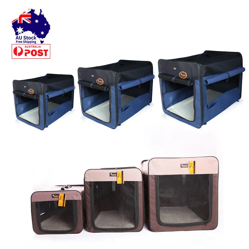 Pet Carrier Bag Soft Dog Crate Cage Kennel Tent House Foldable Portable Car Bed Brown 82*58*58CM - Pet Care > Cat