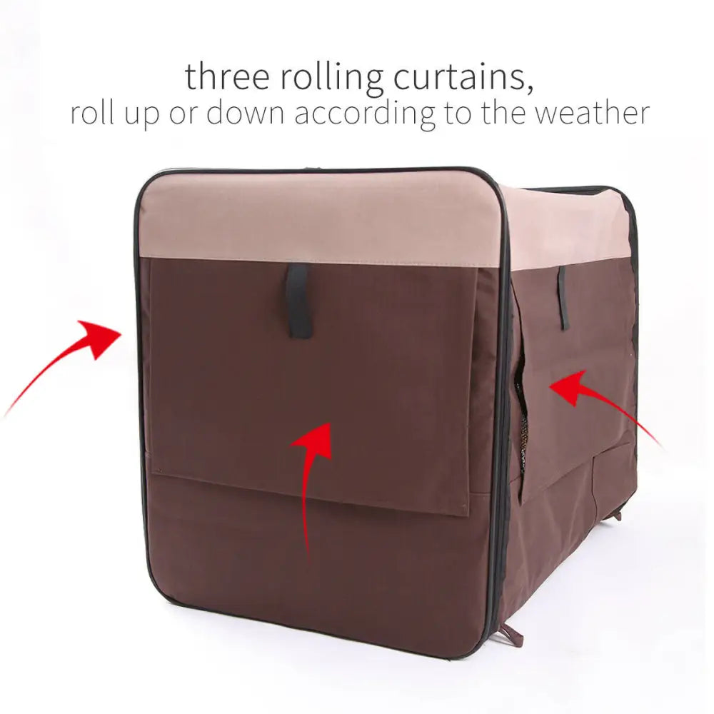 Pet Carrier Bag Soft Dog Crate Cage Kennel Tent House Foldable Portable Car Bed Brown 46x38x41CM - Pet Care > Cat