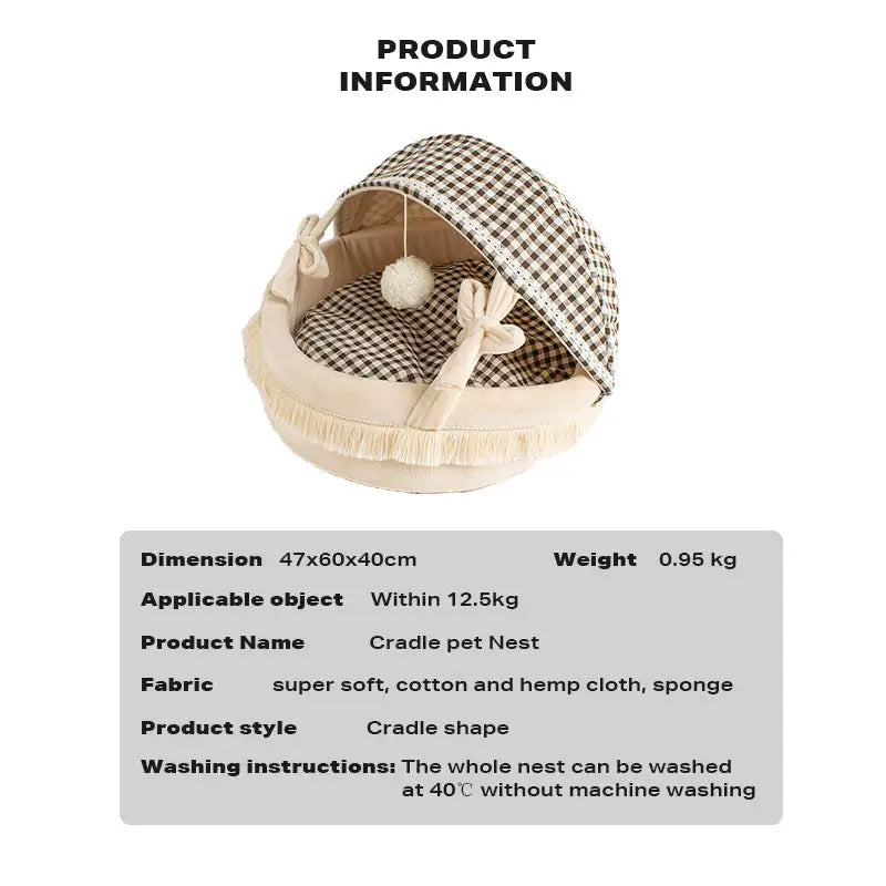 Pet Cat Calming Bed Cuddle Soft Warm Plush Cave Sleeping Nest Tent Pet House - Pet Care > Dog Supplies > Dog Beds