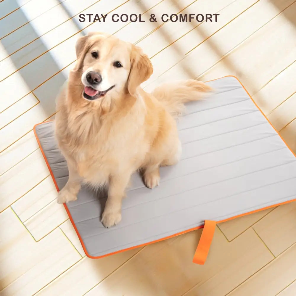 Pet Dog Cooling Mat Non-Slip Travel Roll Up Cool Pad Bed Outdoor M BLUE - Pet Care > Dog Supplies > Dog Beds