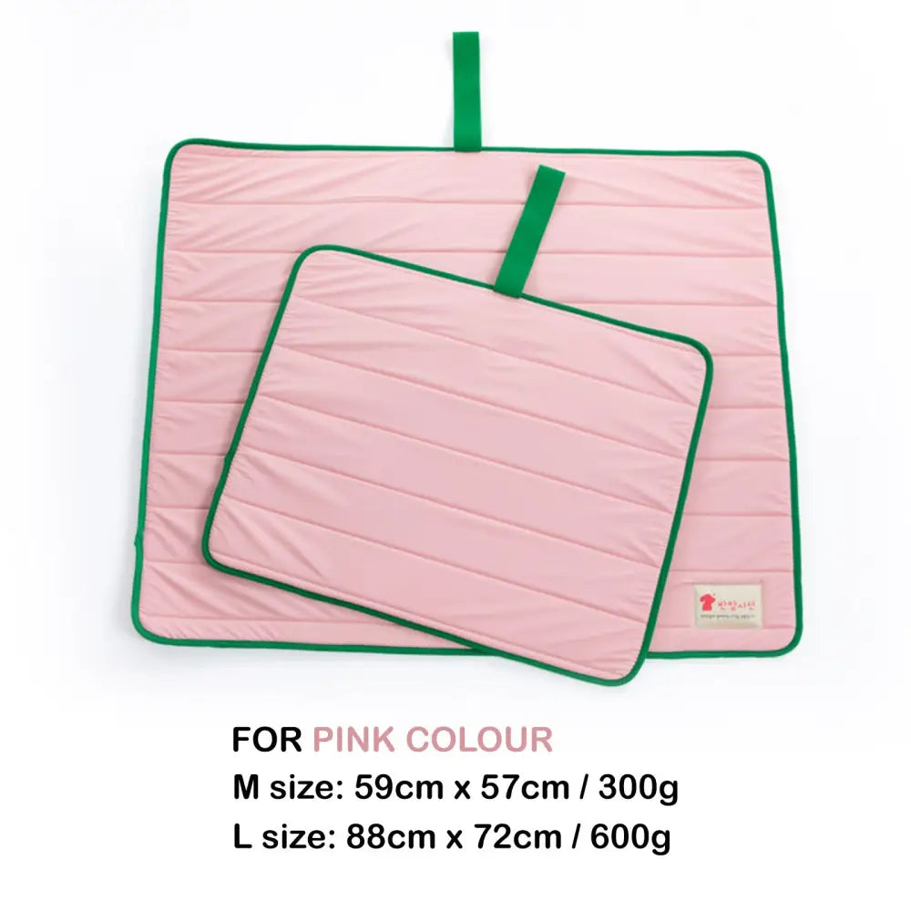 Pet Dog Cooling Mat Non-Slip Travel Roll Up Cool Pad Bed Outdoor M PINK - Pet Care > Dog Supplies > Dog Beds