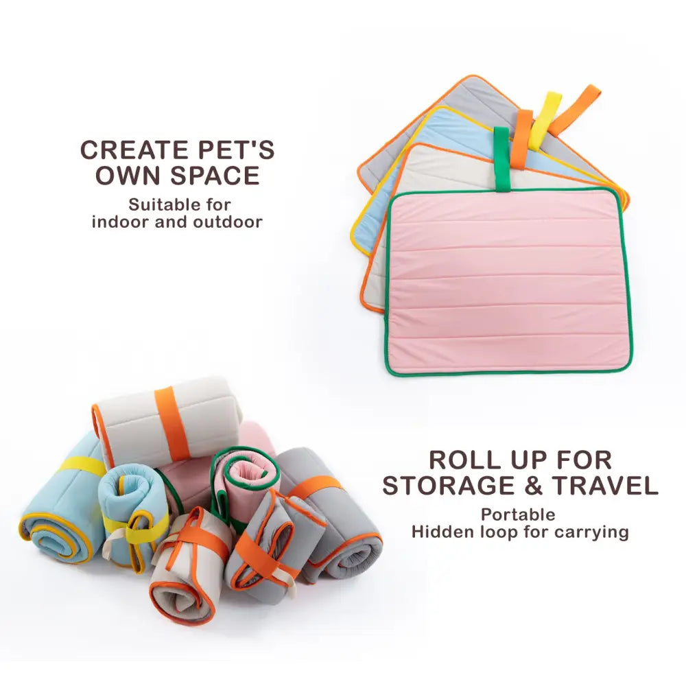 Pet Dog Cooling Mat Non-Slip Travel Roll Up Cool Pad Bed Outdoor M BLUE - Pet Care > Dog Supplies > Dog Beds