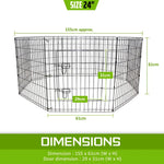 Pet Playpen Foldable Dog Cage 8 Panel 24in with Cover - Pet Care > Dog Supplies > Dog Playpens & Gates