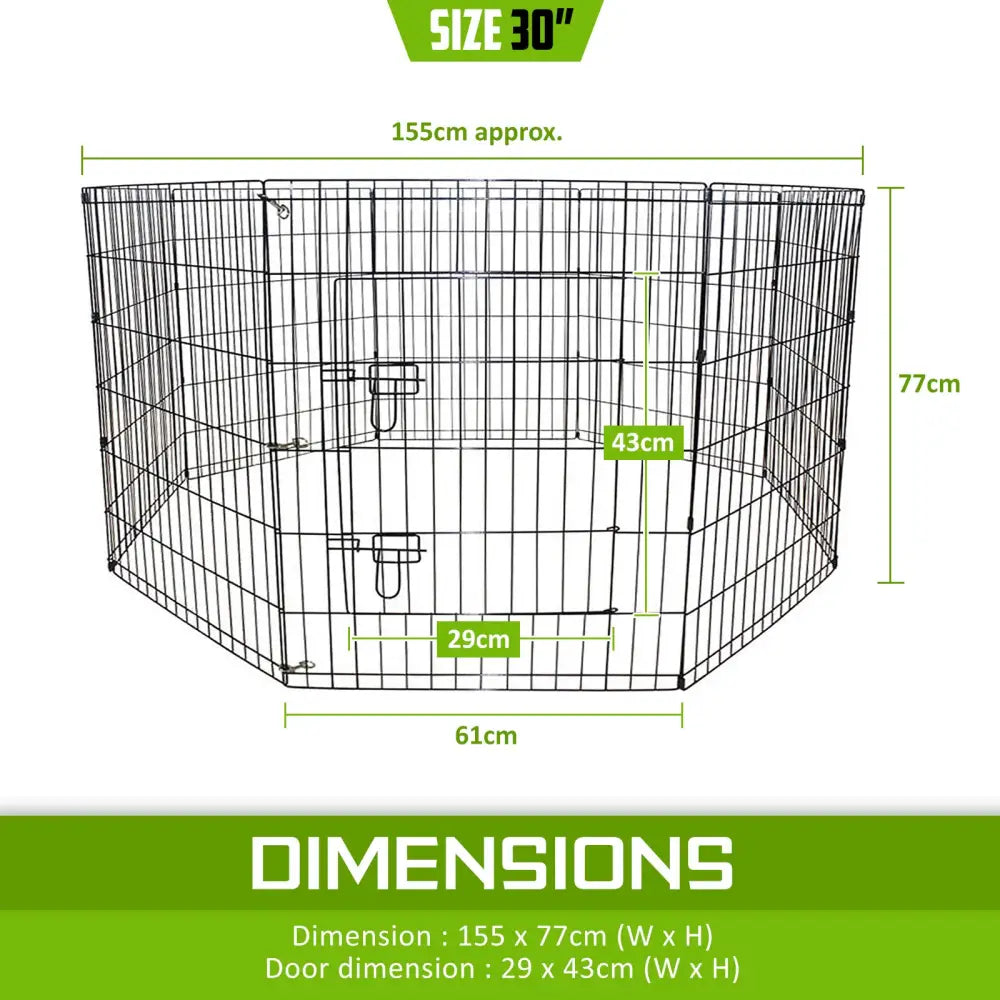 Pet Playpen Foldable Dog Cage 8 Panel 30in - Pet Care > Dog Supplies > Dog Playpens & Gates