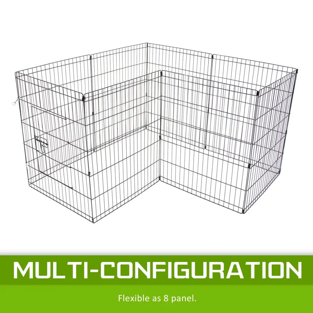 Pet Playpen Foldable Dog Cage 8 Panel 30in with Cover - Pet Care > Dog Supplies > Dog Playpens & Gates