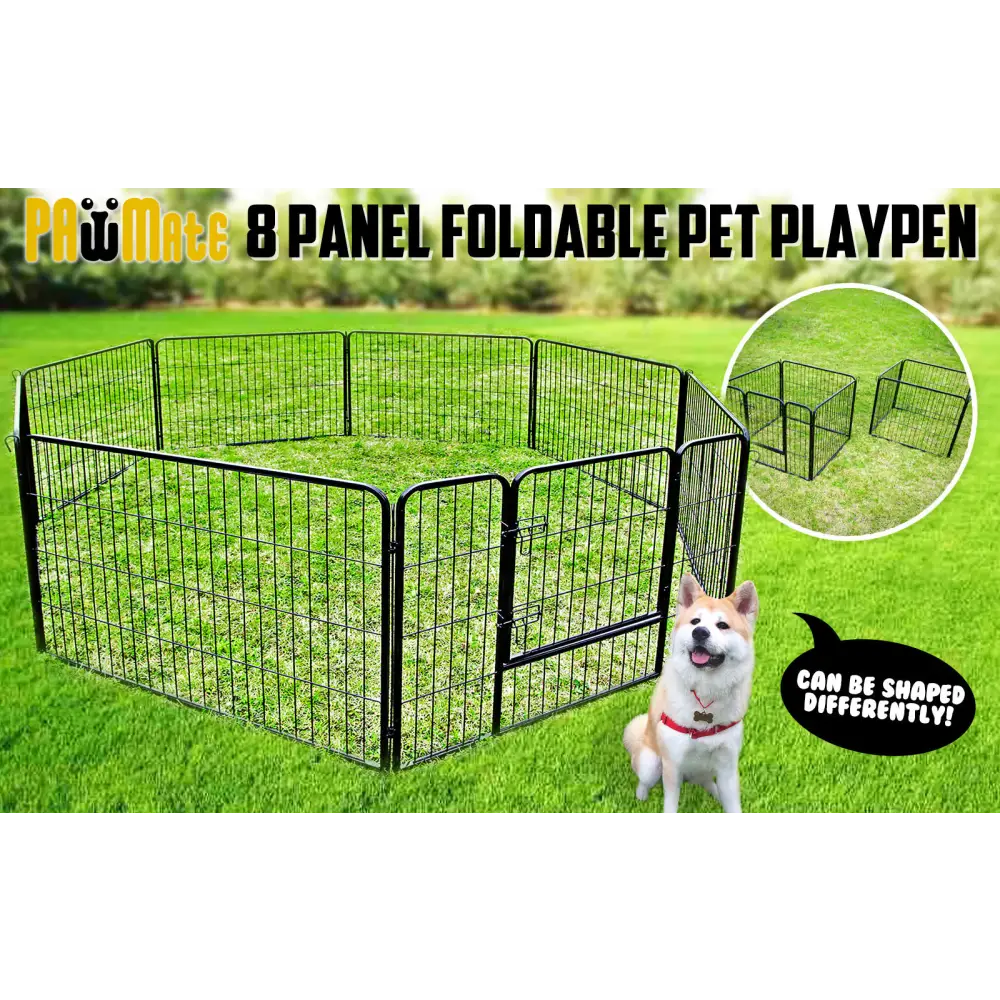 Pet Playpen Heavy Duty Foldable Dog Cage 8 Panel 32in with Cover - Pet Care > Dog Supplies > Dog Playpens & Gates
