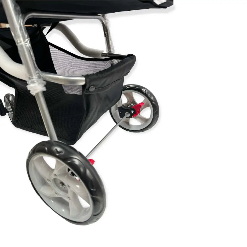 Pet Stroller Pram - Dog or Cat Black 3 Wheeled Folding Travel Buggy Pushchair - Pet Care > Dog Supplies > Dog Carriers
