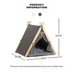Pets Teepee Dogs Tent Removable and Washable Cats Tents Dog Cat Bed With Cushion - Pet Care > Cat Supplies > Cat