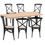 Petunia 7pc 180cm Dining Table Set 6 Cross Back Chair Elm Timber Wood Metal Leg - Furniture > Dining