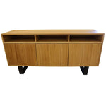 Petunia Buffet Table 160cm 3 Door 3 Niche Elm Timber Wood Metal Leg - Natural - Furniture > Living Room