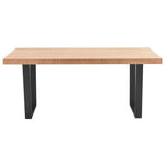 Petunia Dining Table 180cm Elm Timber Wood Black Metal Leg - Natural - Furniture > Dining