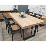 Petunia Dining Table 180cm Elm Timber Wood Black Metal Leg - Natural - Furniture > Dining