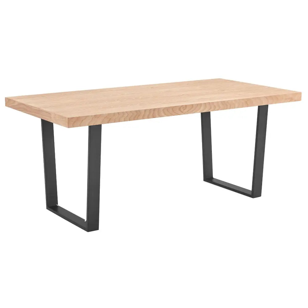 Petunia Dining Table 210cm Elm Timber Wood Black Metal Leg - Natural - Furniture > Dining