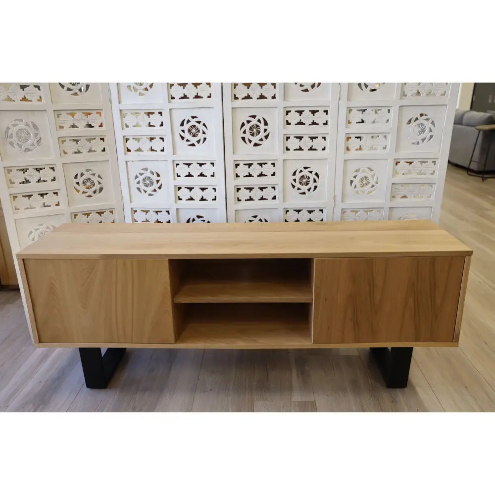 Petunia ETU Entertainment TV Unit 160cm Elm Timber Wood 2 Door - Natural - Furniture > Living Room