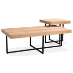 Petunia Lamp Sofa Side Table 50cm Elm Timber Wood Black Metal Leg - Natural - Furniture > Living Room