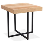 Petunia Lamp Sofa Side Table 50cm Elm Timber Wood Black Metal Leg - Natural - Furniture > Living Room