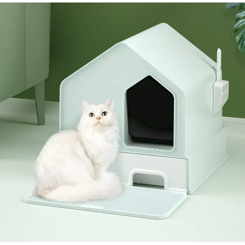 Petwiz Enclosed Cat Litter Box House – Green - Pet Care > Cat Supplies > Cat Litter