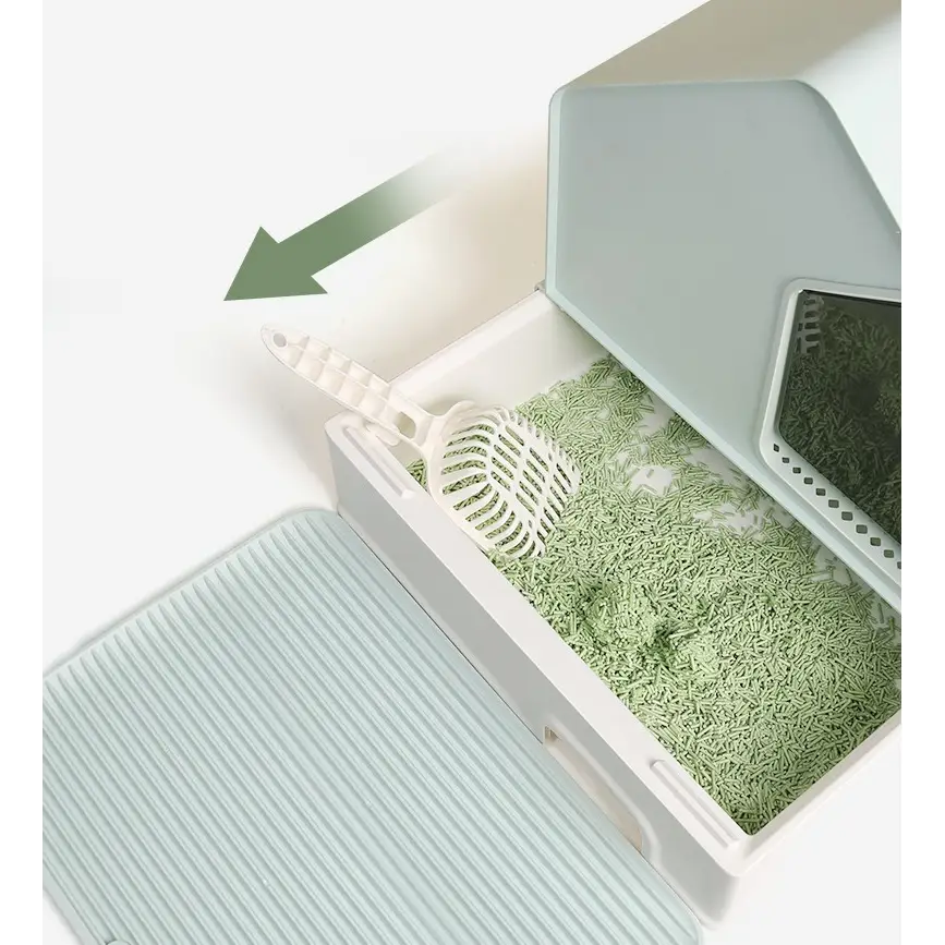 Petwiz Enclosed Cat Litter Box House – Green - Pet Care > Cat Supplies > Cat Litter