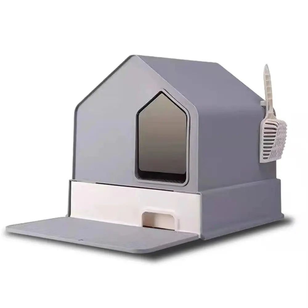 Petwiz Enclosed Cat Litter Box House - Grey - Pet Care > Cat Supplies > Cat Litter
