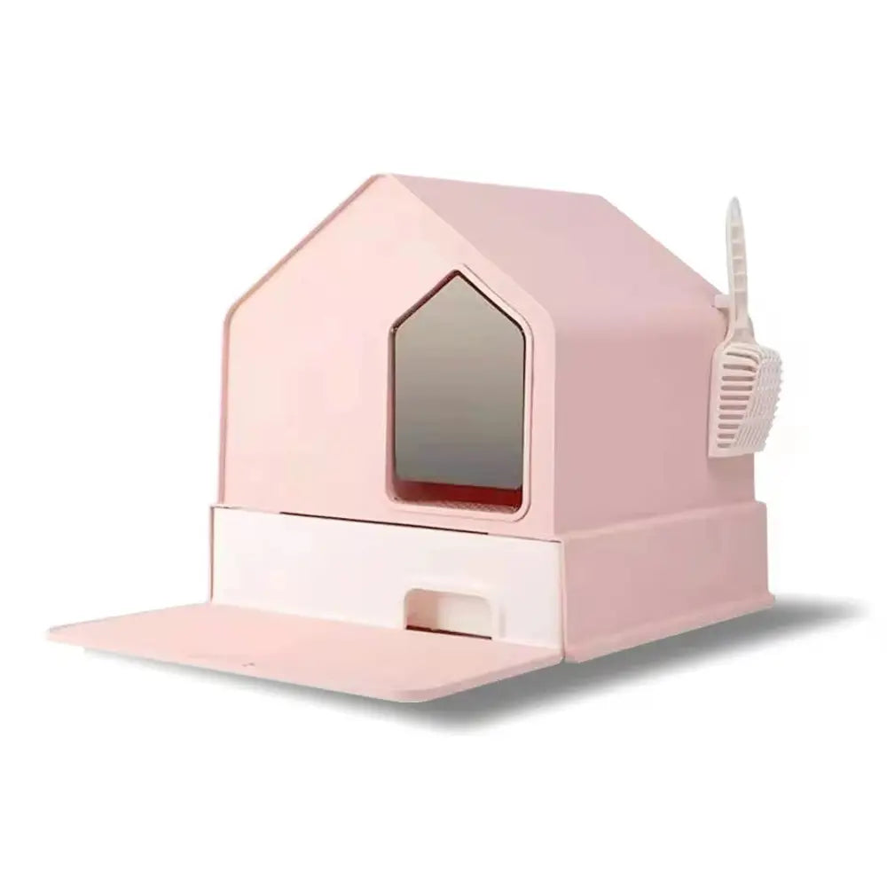 Petwiz Enclosed Cat Litter Box House - Pink - Pet Care > Cat Supplies > Cat Litter