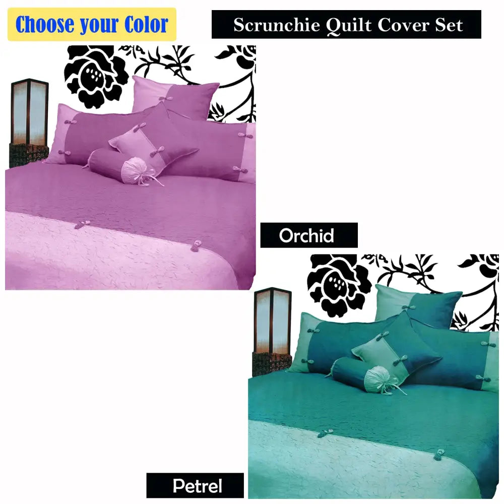 Phase 2 Scrunchie Orchid Quilt Cover Set QUEEN - Home & Garden > Bedding