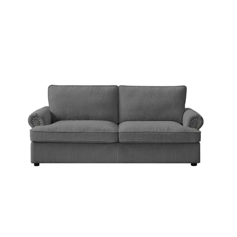 PHEBE 3 Seater Sofa bed with Separate Foam Mattress- Corduroy Dark grey - Furniture > Sofas