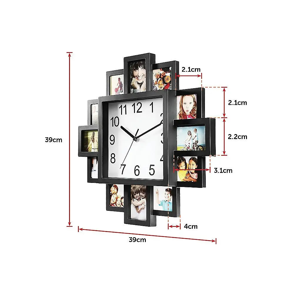 Photo Frame Clock Picture Collage 12-P Display Wall Clock Photowall Home Décor - Home & Garden > Decor