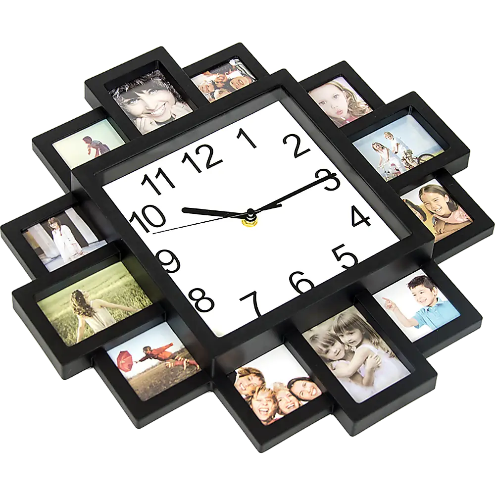 Photo Frame Clock Picture Collage 12-P Display Wall Clock Photowall Home Décor - Home & Garden > Decor
