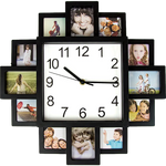 Photo Frame Clock Picture Collage 12-P Display Wall Clock Photowall Home Décor - Home & Garden > Decor
