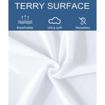 Pillow Cover Protector - Waterproof Terry Toweling Bed Pillow Protector with Zipper Closure - Soft Breathable