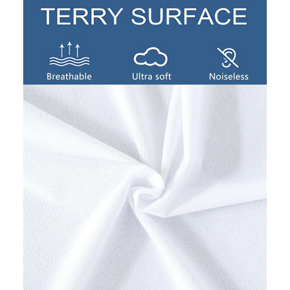 Pillow Cover Protector - Waterproof Terry Toweling Bed Pillow Protector with Zipper Closure - Soft Breathable