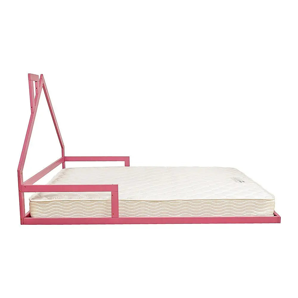Pine Wood Floor Bed House Frame for Kids and Toddlers - Furniture > Bedroom > Beds & Bed Frames