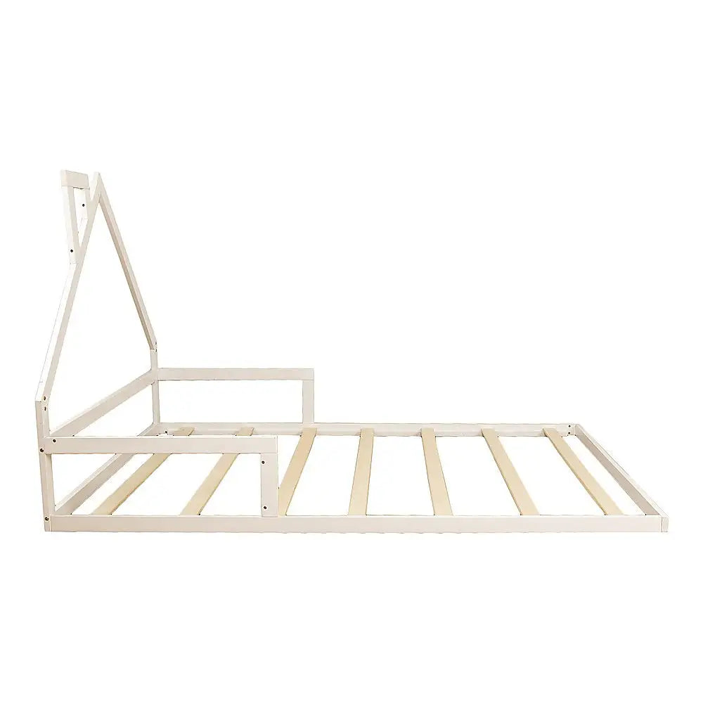 Pine Wood Floor Bed House Frame for Kids and Toddlers - Furniture > Bedroom > Beds & Bed Frames
