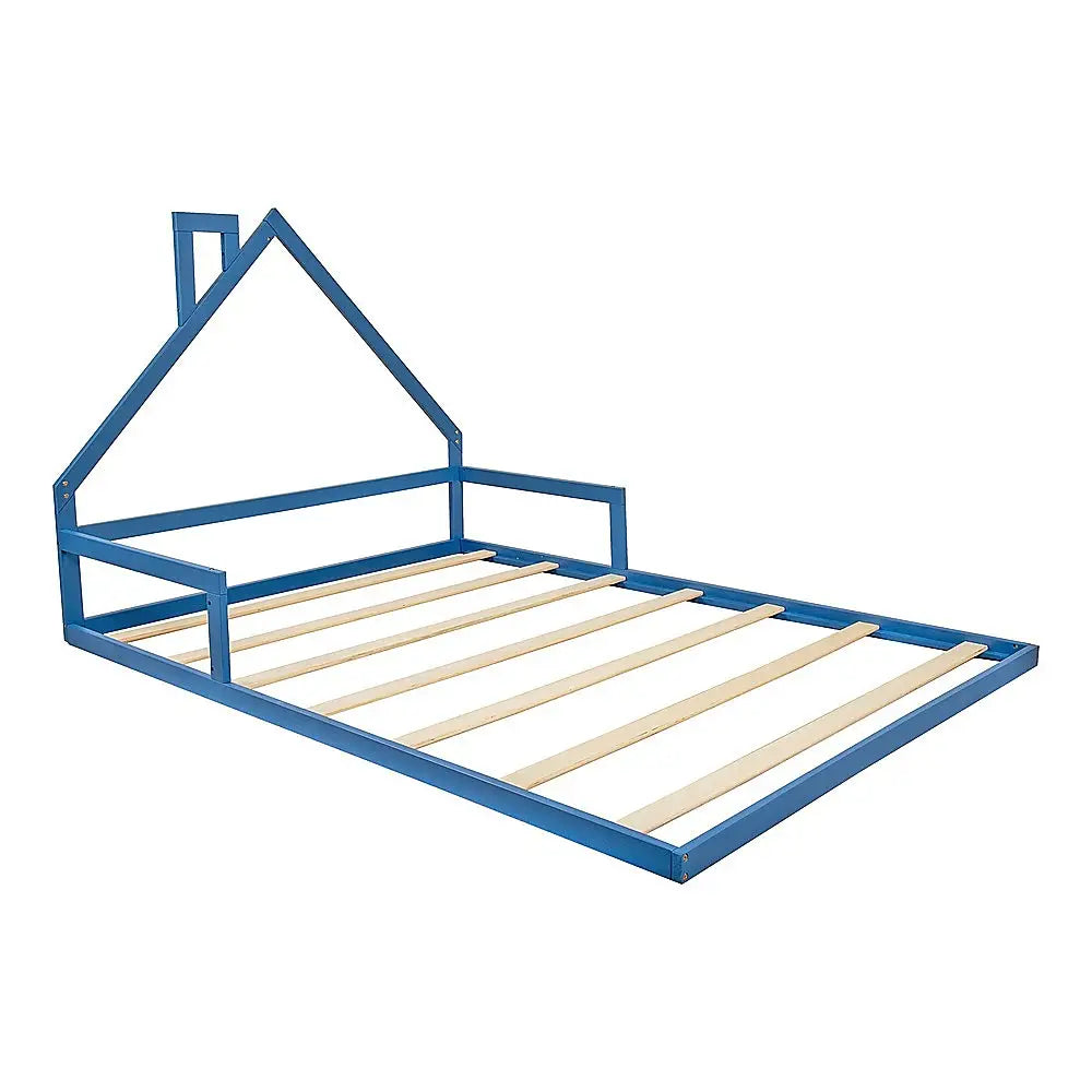 Pine Wood Floor Bed House Frame for Kids and Toddlers - Furniture > Bedroom > Beds & Bed Frames