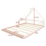 Pine Wood Floor Bed House Frame for Kids and Toddlers - Furniture > Bedroom > Beds & Bed Frames