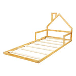 Pine Wood Floor Bed House Frame for Kids and Toddlers - Furniture > Bedroom > Beds & Bed Frames