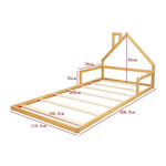 Pine Wood Floor Bed House Frame for Kids and Toddlers - Furniture > Bedroom > Beds & Bed Frames