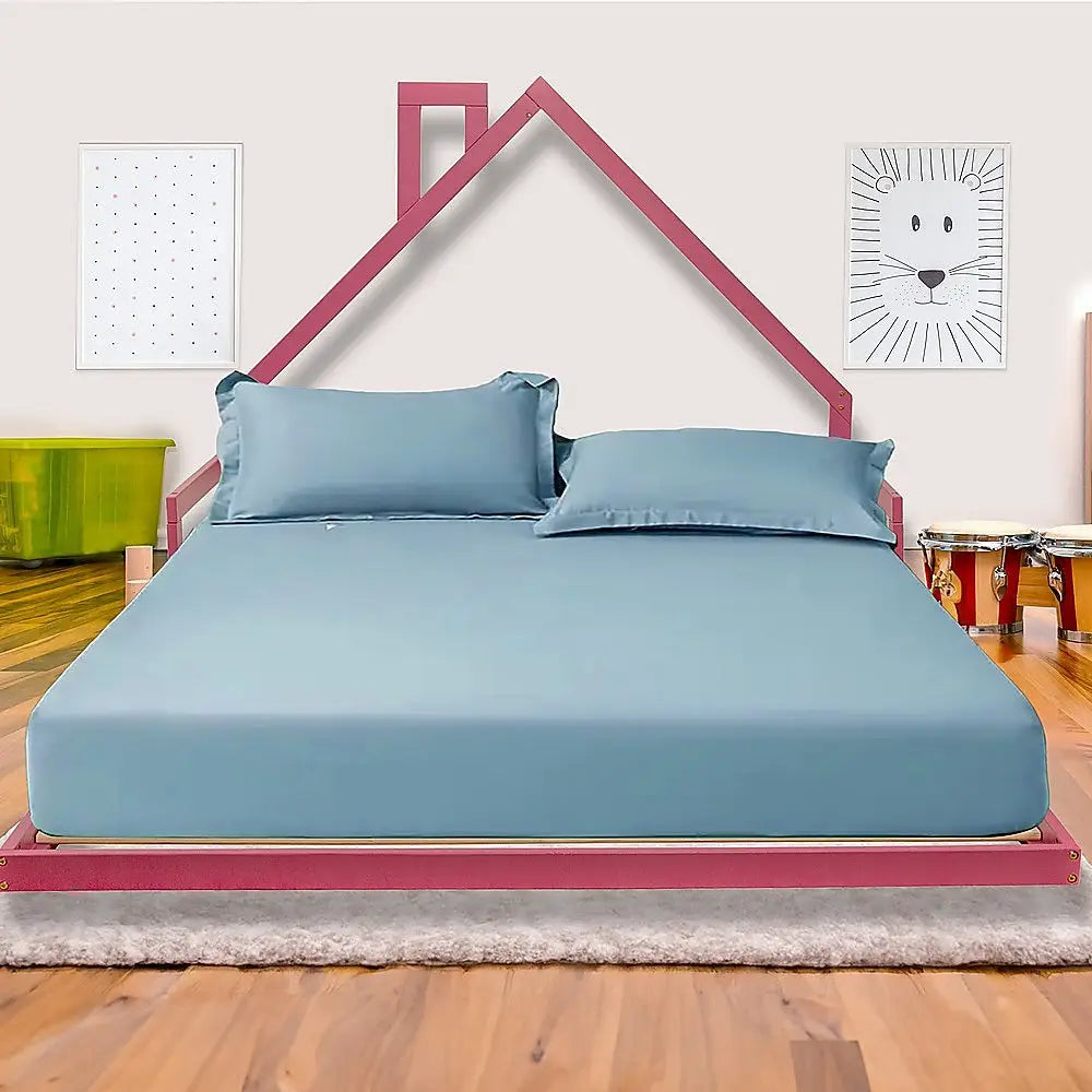 Pine Wood Floor Bed House Frame for Kids and Toddlers - Furniture > Bedroom > Beds & Bed Frames