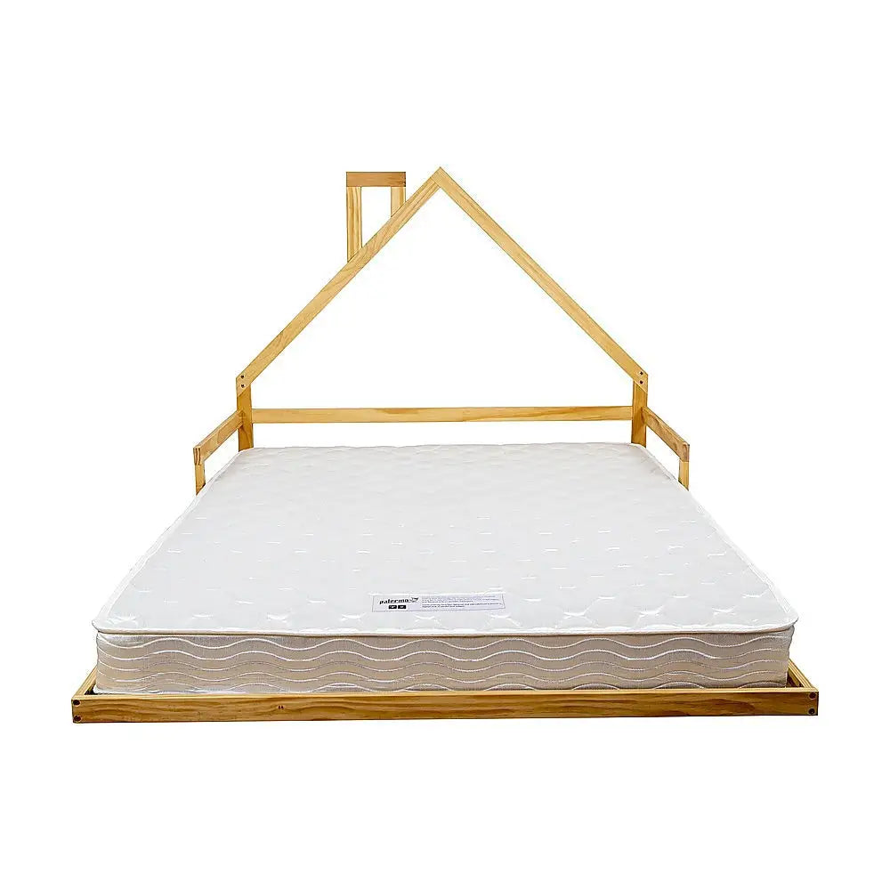 Pine Wood Floor Bed House Frame for Kids and Toddlers - Furniture > Bedroom > Beds & Bed Frames