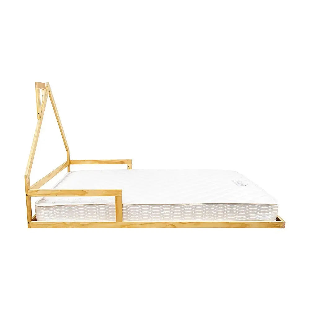 Pine Wood Floor Bed House Frame for Kids and Toddlers - Furniture > Bedroom > Beds & Bed Frames