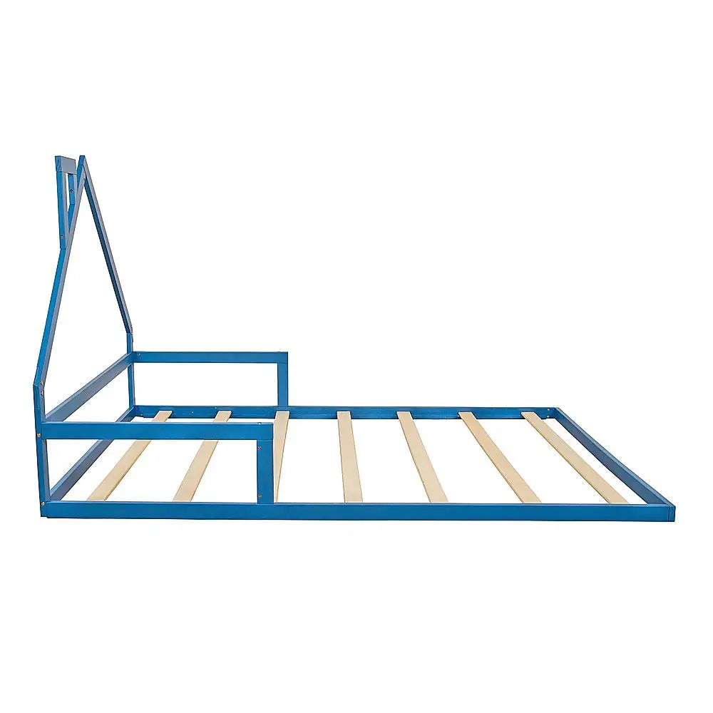 Pine Wood Floor Bed House Frame for Kids and Toddlers - Furniture > Bedroom > Beds & Bed Frames