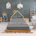 Pine Wood Floor Bed House Frame for Kids and Toddlers - Furniture > Bedroom > Beds & Bed Frames
