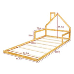 Pine Wood Floor Bed House Frame for Kids and Toddlers - Furniture > Bedroom > Beds & Bed Frames